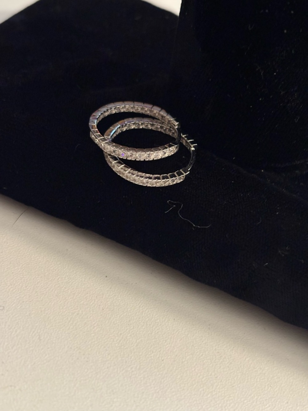 Sparkling Silver moissanite Crystal Hoop Earrings